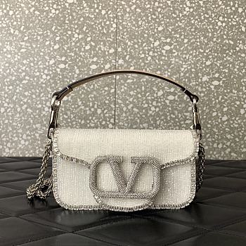 Bagsaaa Valentino Garavani Loco Small VLOGO White Crystal Shoulder Bag