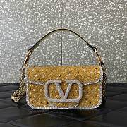 Bagsaaa Valentino Garavani Loco Small VLOGO Yellow Crystal Shoulder Bag - 1
