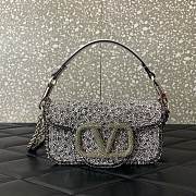 Bagsaaa Valentino Garavani Loco Small VLOGO Sequins Shoulder Bag Silver - 19x10.5x5cm - 1