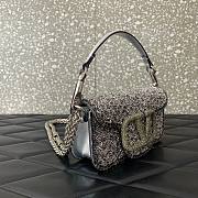 Bagsaaa Valentino Garavani Loco Small VLOGO Sequins Shoulder Bag Silver - 19x10.5x5cm - 3