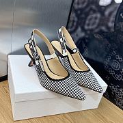 BAGSAAA DIOR J'ADIOR SLINGBACK PUMP Black and White Micro-Houndstooth Embroidered Cotton - 1