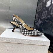 BAGSAAA DIOR J'ADIOR SLINGBACK PUMP Black and White Micro-Houndstooth Embroidered Cotton - 2