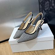 BAGSAAA DIOR J'ADIOR SLINGBACK PUMP Black and White Micro-Houndstooth Embroidered Cotton - 3