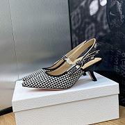 BAGSAAA DIOR J'ADIOR SLINGBACK PUMP Black and White Micro-Houndstooth Embroidered Cotton - 4