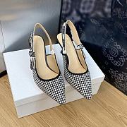 BAGSAAA DIOR J'ADIOR SLINGBACK PUMP Black and White Micro-Houndstooth Embroidered Cotton - 6