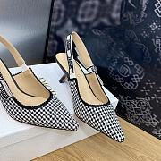 BAGSAAA DIOR J'ADIOR SLINGBACK PUMP Black and White Micro-Houndstooth Embroidered Cotton - 5