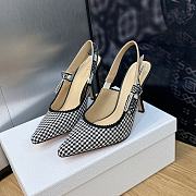 	 BAGSAAA DIOR J'ADIOR SLINGBACK PUMP Black and White Micro-Houndstooth Embroidered Cotton 10cm - 2