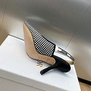 	 BAGSAAA DIOR J'ADIOR SLINGBACK PUMP Black and White Micro-Houndstooth Embroidered Cotton 10cm - 5