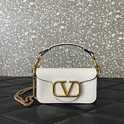 Bagsaaa Valentino Garavani Loco Small Vlogo Calfskin Shoulder Bag Light Ivory - 13x7x4.5cm - 1