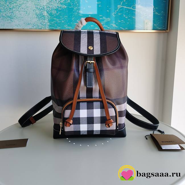 Bagsaaa Burberry Check-print leather brown backpack - 24x13x37cm - 1