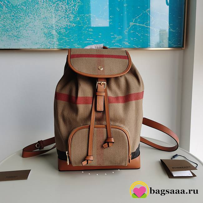 	 Bagsaaa Burberry Check-print brown backpack - 24x13x37cm - 1