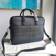 	 Bagsaaa Burberry Ainsworth Giant Check-E Canvas Briefcase Bag Black - 38 x 9 x 28cm - 2