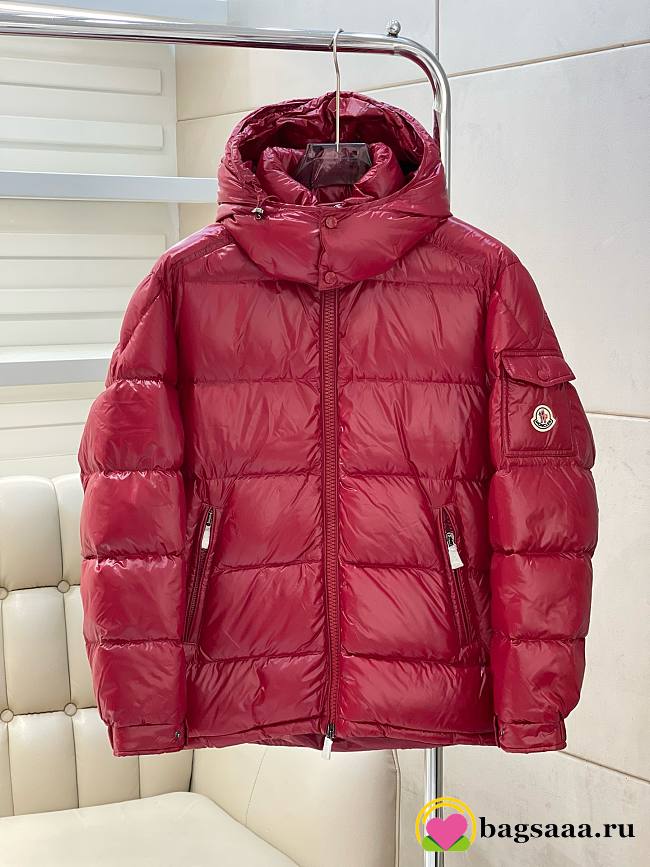 Bagsaaa Moncler Short Down Red Jacket With Detachable hood - 1