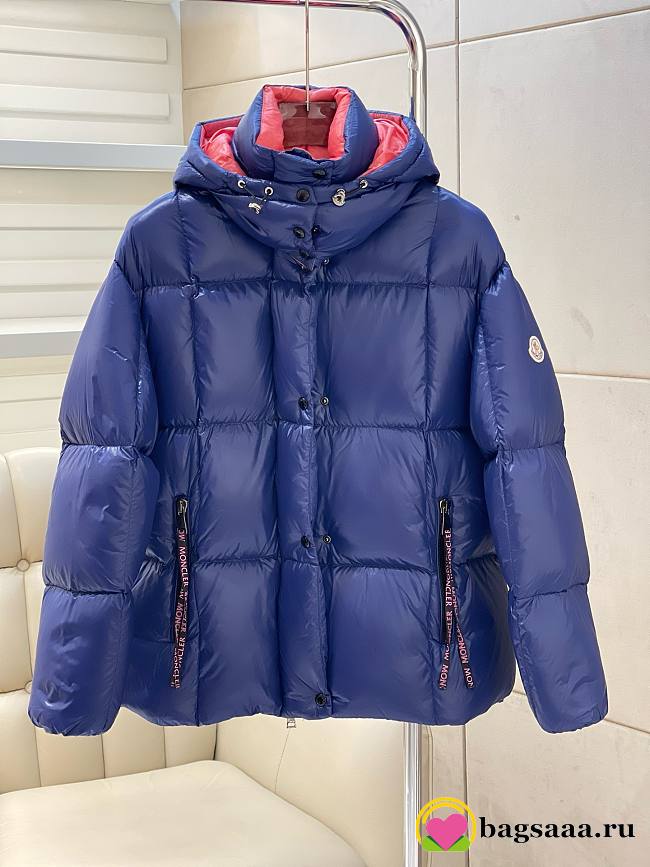 Bagsaaa Moncler Short Down Blue Jacket With Detachable hood - 1