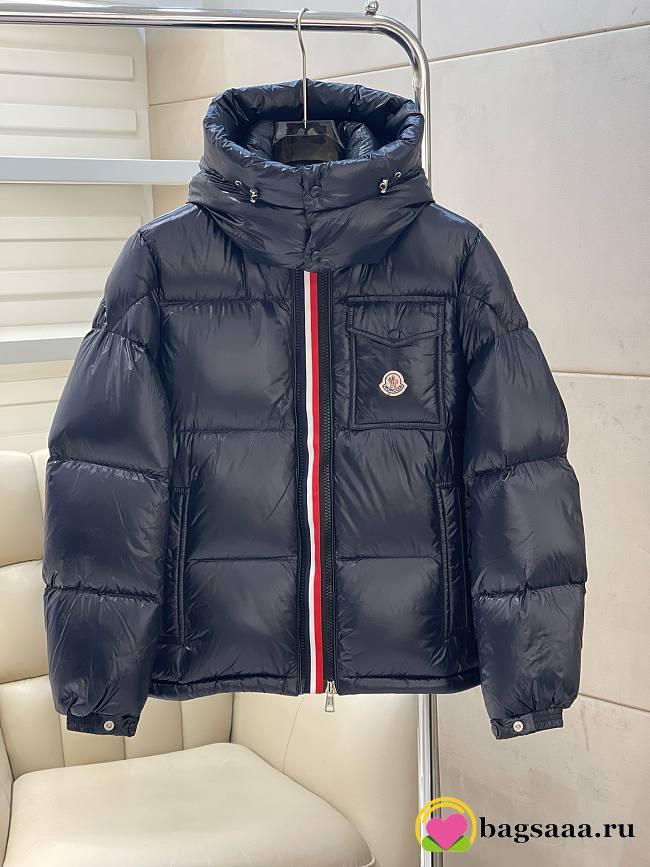 Bagsaaa Moncler Short Down Dark Blue Jacket With Detachable hood - 1