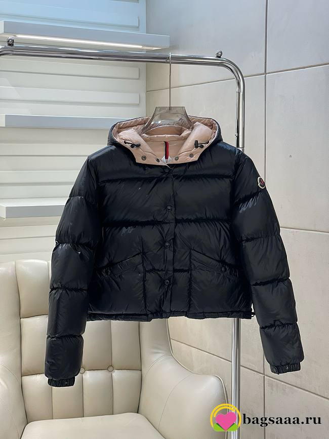 Bagsaaa Moncler Short Down Black And Beige Jacket With Detachable hood - 1