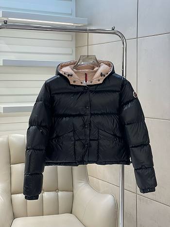Bagsaaa Moncler Short Down Black And Beige Jacket With Detachable hood