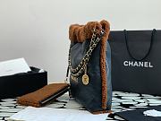 Bagsaaa Chanel 22 Bag Dark Blue Gold Hardware - 30×30x8cm (37cm) - 5