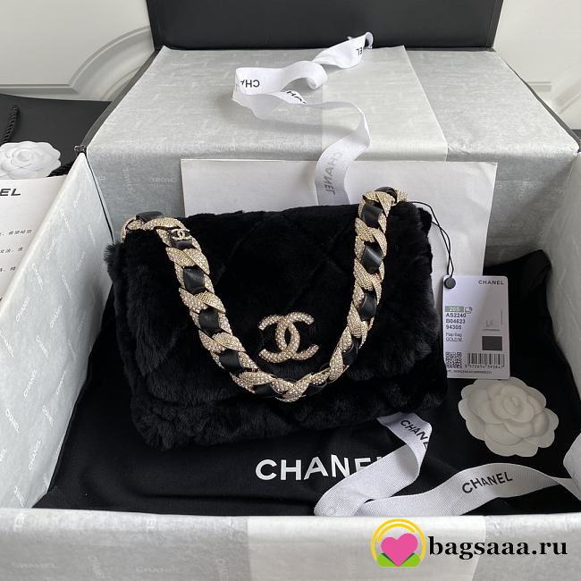 	 Bagsaaa Chanel Black Fur Bag - 1.5*21.5*6.5cm - 1