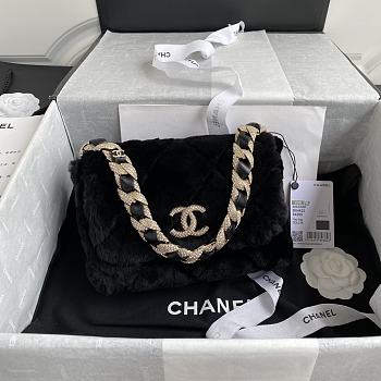 	 Bagsaaa Chanel Black Fur Bag - 1.5*21.5*6.5cm