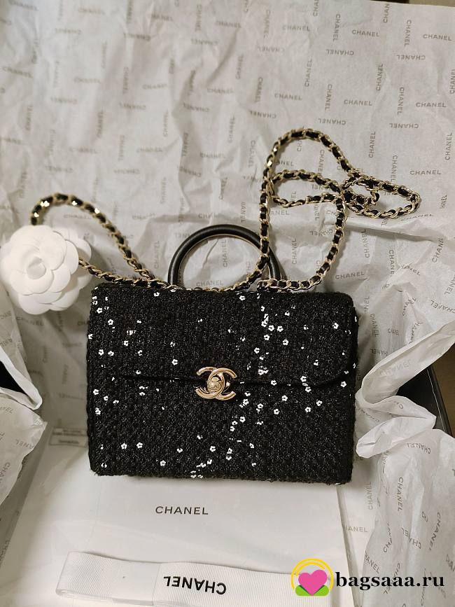 Bagsaaa Chanel Vintage 23k Black Top Handle Bag 19cm - 1