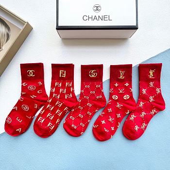 Bagsaaa Set Chanel Red Socks 5 brands 