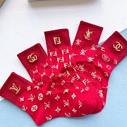 Bagsaaa Set Chanel Red Socks 5 brands  - 2