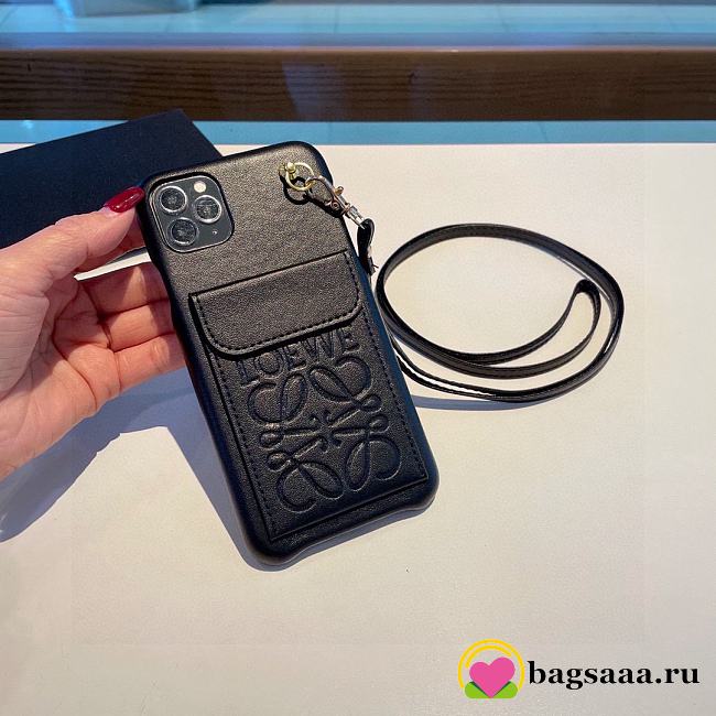Bagsaaa Loewe Black Leather Phone Case - 1