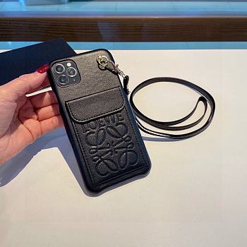 Bagsaaa Loewe Black Leather Phone Case