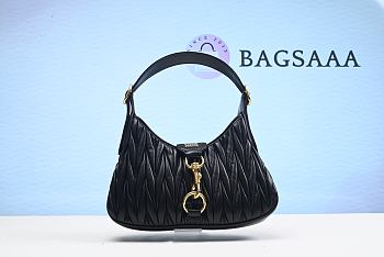 Bagsaaa Black Matelassé Nappa Leather Hobo Bag - 29x20x3.5cm
