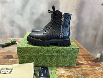 Bagsaaa Gucci Black GG Leather Boot