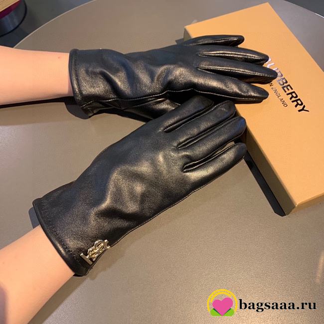 Bagsaaa Burberry Black Leather Gloves - 1
