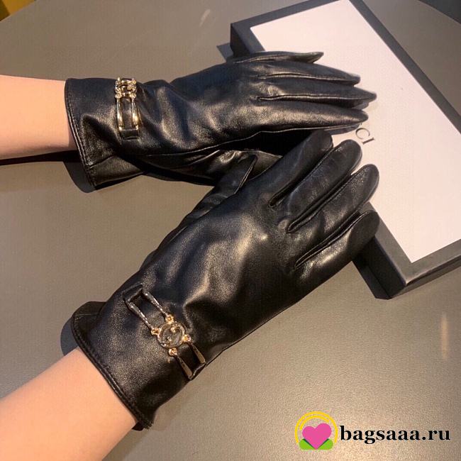 Bagsaaa Gucci Black Leather Gloves - 1