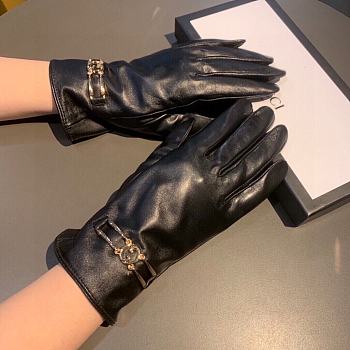 Bagsaaa Gucci Black Leather Gloves