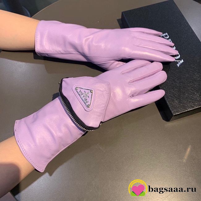 Bagsaaa Prada Nappa Leather Purple Gloves With Pouch - 1