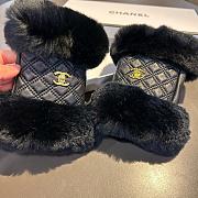 	 Bagsaaa Chanel Half Finger Black Fur Leather Gloves 02 - 4