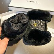 	 Bagsaaa Chanel Half Finger Black Fur Leather Gloves 02 - 3