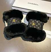 	 Bagsaaa Chanel Half Finger Black Fur Leather Gloves 02 - 2
