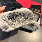 Bagsaaa Valentino Half Finger Fur Black Leather Gloves  - 5