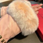 	 Bagsaaa Valentino Half Finger Fur Pink Leather Gloves - 4