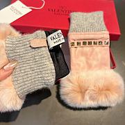 	 Bagsaaa Valentino Half Finger Fur Pink Leather Gloves - 2