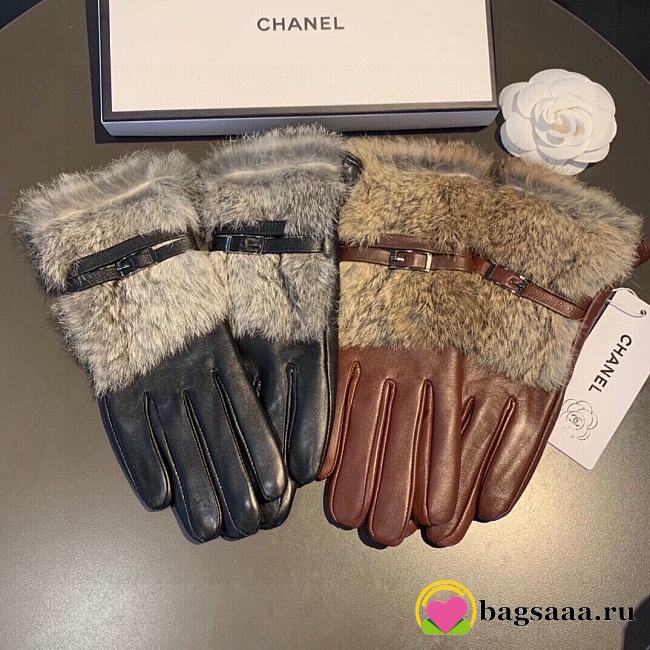 Bagsaaa Chanel Fur and Leather Gloves black/brown - 1