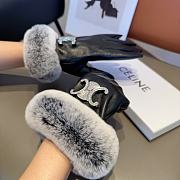 Bagsaaa Celine Black Leather Fur Gloves - 6