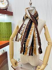Bagsaaa Gucci Scarf Wool Striped brown/blue - 38*180cm - 1