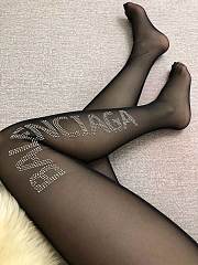 Bagsaaa Balenciaga Black Tights With Crystal Letters - 2