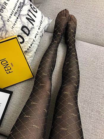 	 Bagsaaa Dior Black Tights With Gold Lines