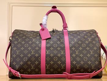 Bagsaaa Louis Vuitton Keepall Bandoulière 50 Monogram Macassar Pink - 50x29x23cm