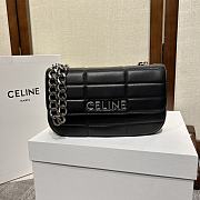 Bagsaaa Celine Chain Shoulder Bag Matelasse Monochrome Black Silver - 24x15x5cm - 1