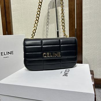 	 Bagsaaa Celine Chain Shoulder Bag Matelasse Monochrome Black Gold - 24x15x5cm