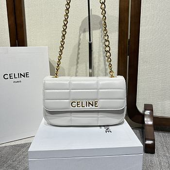 	 Bagsaaa Celine Chain Shoulder Bag Matelasse Monochrome White - 24x15x5cm